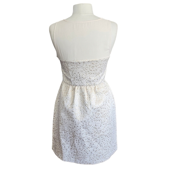 Elle Cream Shimmer Metallic Illusion Top Mini Dress Size 4 - Picture 3 of 11